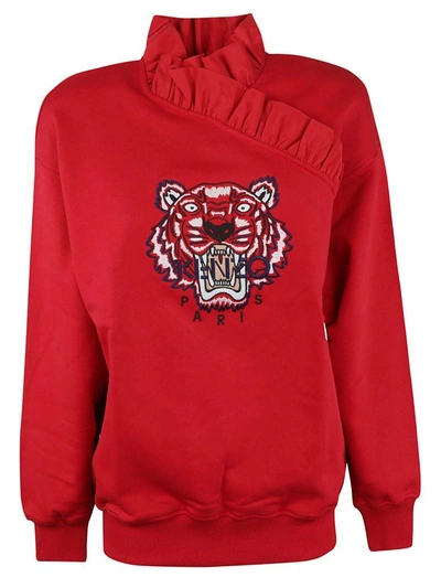 Shop Kenzo Tiger Embroidery Sweatshirt In Rouge Moyen