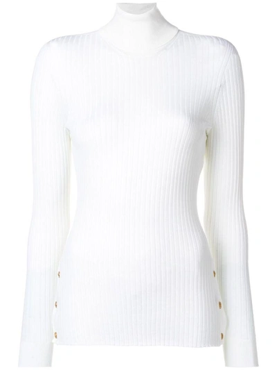 Shop Versace Turtleneck Sweater In Bianco Ottico