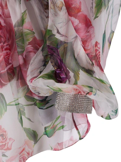 Shop Dolce & Gabbana Floral Print Blouse In Peonie Fdo Panna
