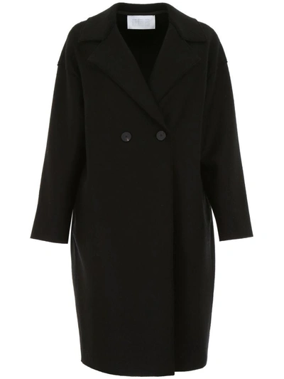 Shop Harris Wharf London Double-breasted Coat In Black