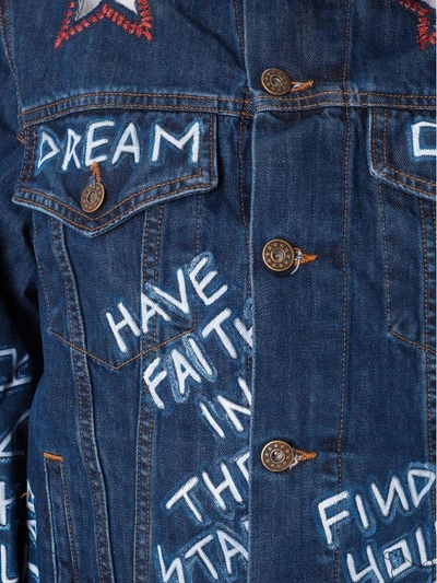 Shop Faith Connexion Star-patched Denim Jacket In Indigo