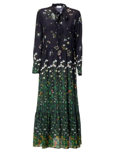 Shop Red Valentino Floral Print Maxi Dress In Black