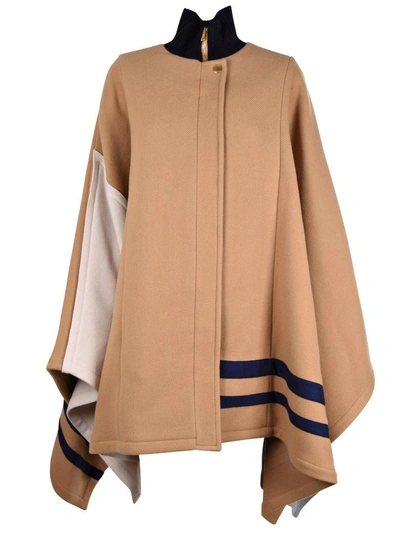 Shop Chloé Contrast Poncho In 26a Worn Brown