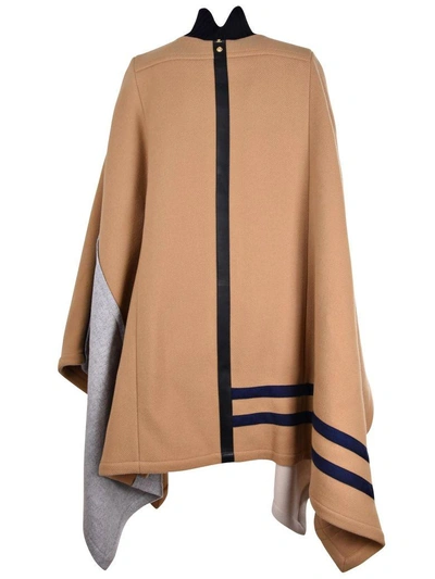 Shop Chloé Contrast Poncho In 26a Worn Brown