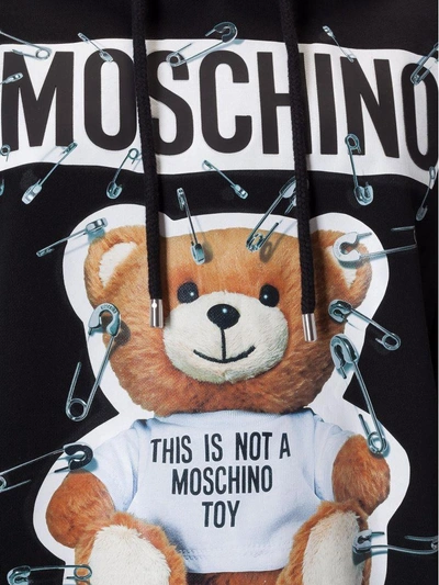 Shop Moschino Bear & Clip Hoodie In Black