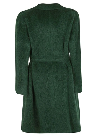 Shop Rochas Faux Fur Belted Coat In Green