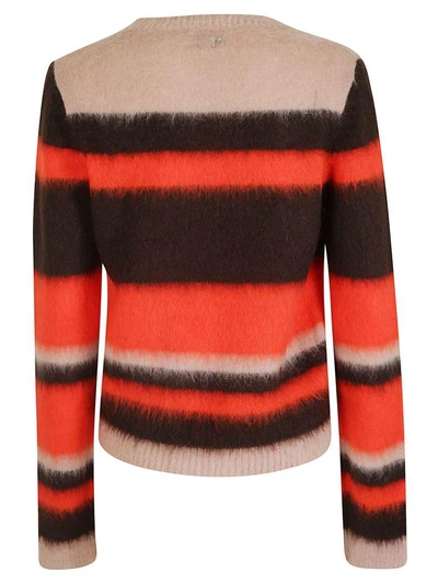 Shop Dondup Knitted Sweater In Nero/arancio/bianco