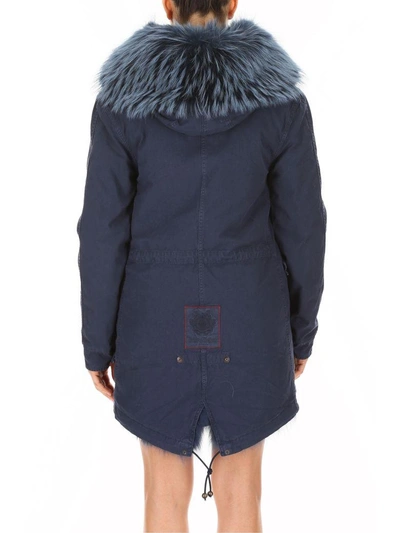 Shop Mr & Mrs Italy Midi Parka With Fur In Blu Navy Alb.blu|blu