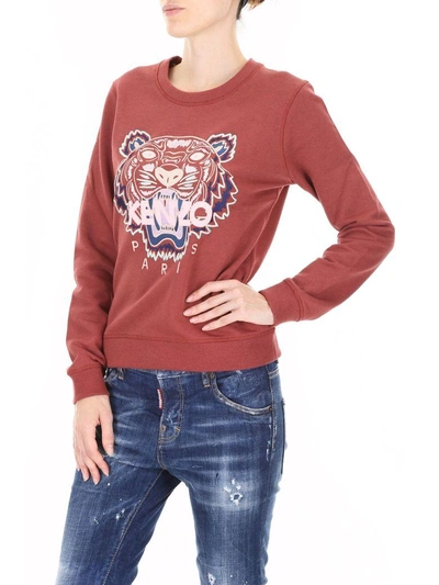 Shop Kenzo Tiger Embroidery Sweatshirt In Suederosso