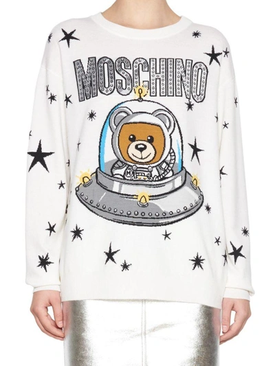 Shop Moschino 'teddy Ufo' Sweater In White