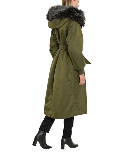 Shop Alberta Ferretti Parka With Fox Fur Hood In Verde