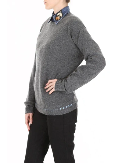 Shop Prada Cashmere Pullover In Ardesia (grey)