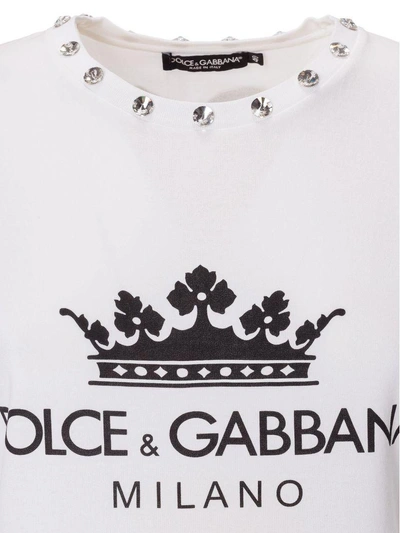 Shop Dolce & Gabbana Printed Logo T-shirt In Bianco Ottico