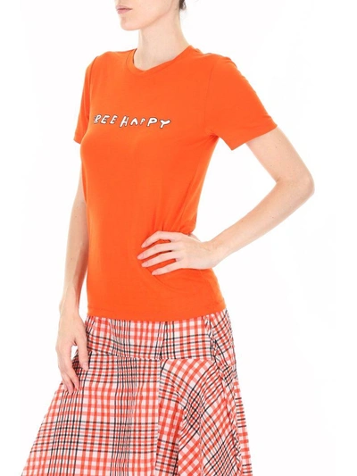 Shop Ganni Linfield T-shirt In Big Apple Red (orange)