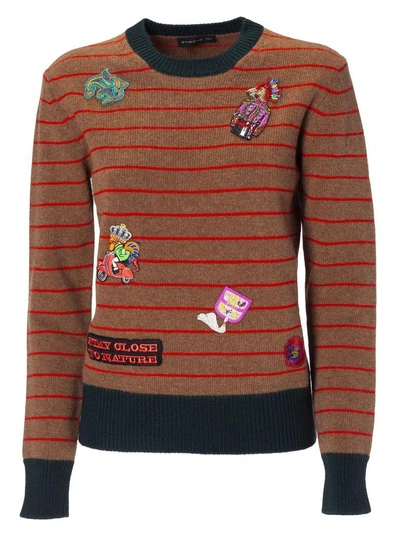 Shop Etro Embroidered Striped Sweater In Opal