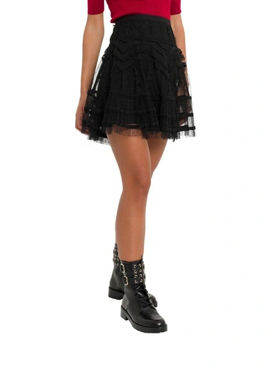 Shop Red Valentino Short Plumetis Skirt In Nero