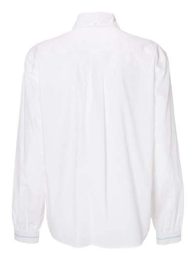 Shop Prada Logo Patch Shirt In Bianco