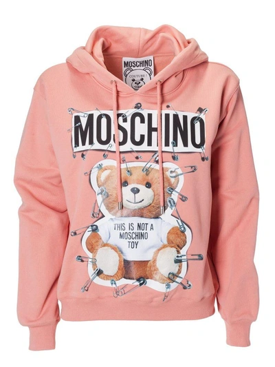 Shop Moschino Bear & Clip Hoodie In Pink