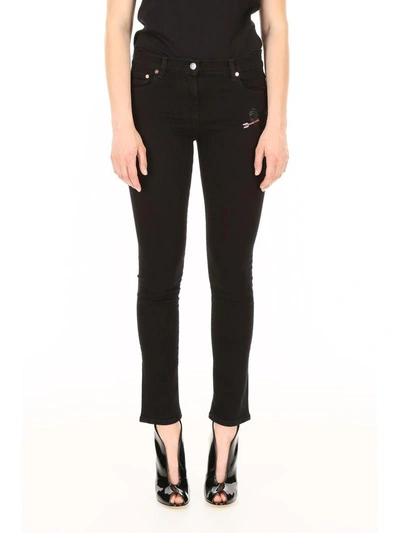 Shop Valentino Jeans With Heart Patch In Nero Denim (black)