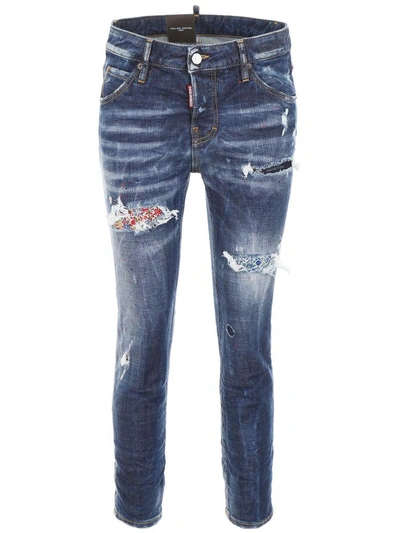 Shop Dsquared2 Cool Girl Jeans With Liberty Patch In Blue (blue)