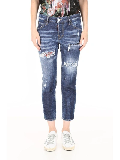 Shop Dsquared2 Cool Girl Jeans With Liberty Patch In Blue (blue)