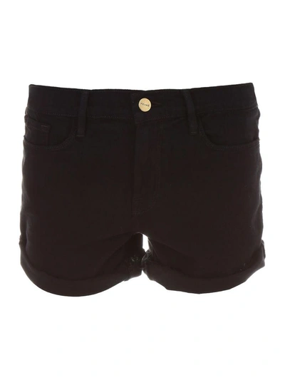 Shop Frame Le Cutoff Shorts In Noir (black)