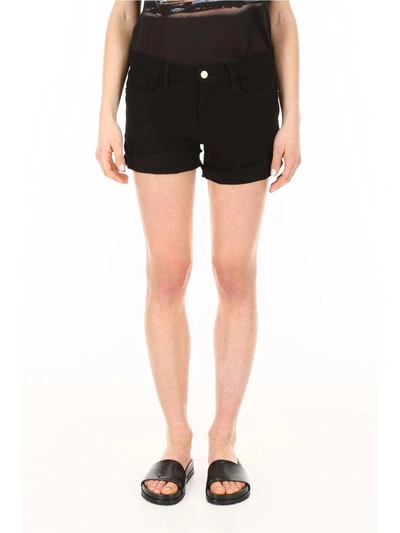 Shop Frame Le Cutoff Shorts In Noir (black)