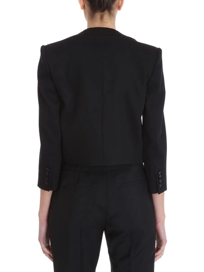 Shop Givenchy Cropped Wool Tuxedo Jacket In Black