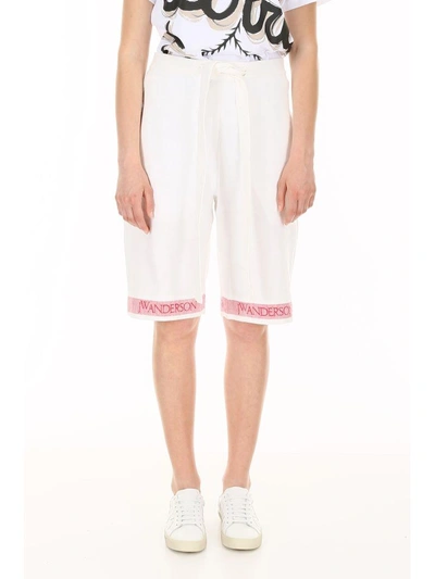 Shop Jw Anderson Tea Towel Linen Trousers In White|bianco