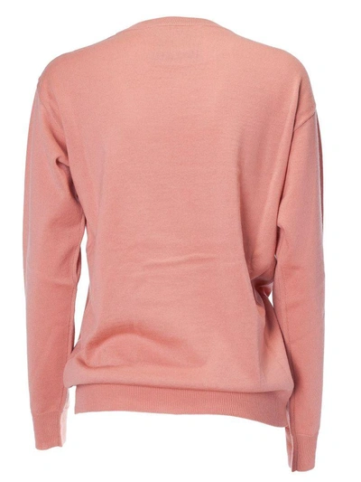 Shop Moschino Logo Print Sweater In Pink