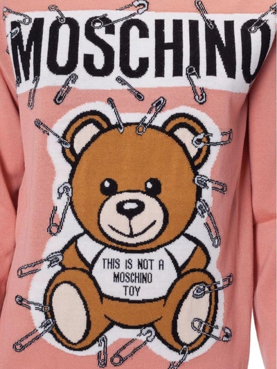 Shop Moschino Logo Print Sweater In Pink