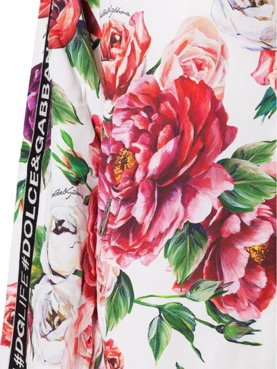 Shop Dolce & Gabbana Peony Print Zip-up Jacket In Peonie Fdo Panna