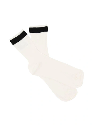 Shop Valentino Bicolor Socks In Nero (white)