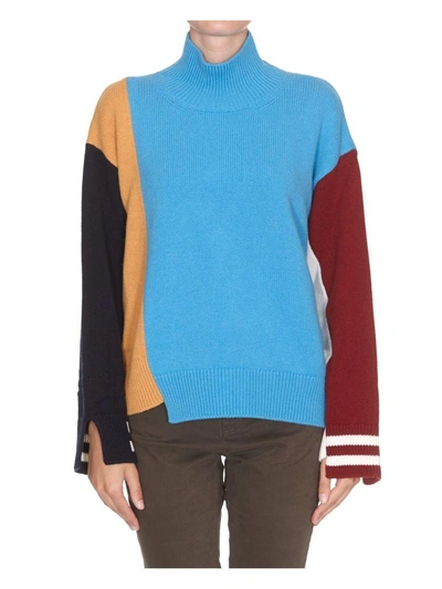 Shop Mrz Rollneck Color Block Sweater In Multicolor