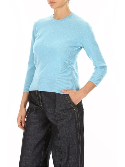 Shop Bottega Veneta Cashmere Pullover In Aqua (light Blue)