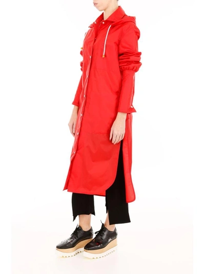 Shop Marni Hooded Rain Coat In Lacquer (red)