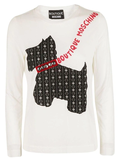 Shop Boutique Moschino Dog Applique Sweater In White