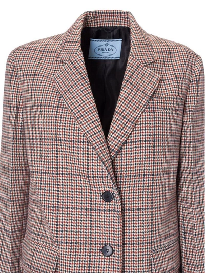 Shop Prada Checked Coat In Rubino