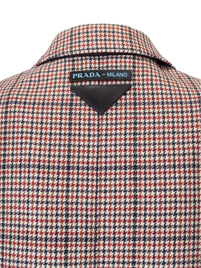 Shop Prada Checked Coat In Rubino