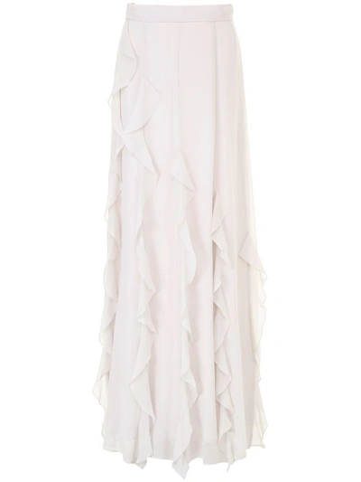 Max Mara Serafin Ruffled A-line Long Silk Skirt In Ivory | ModeSens