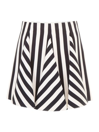 Shop Valentino Striped Mini Skirt In Avorio Nero (white)