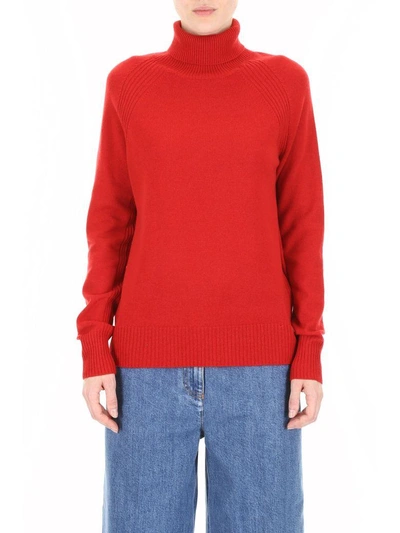 Shop Bottega Veneta Pullover With Ribbed Details In China Red