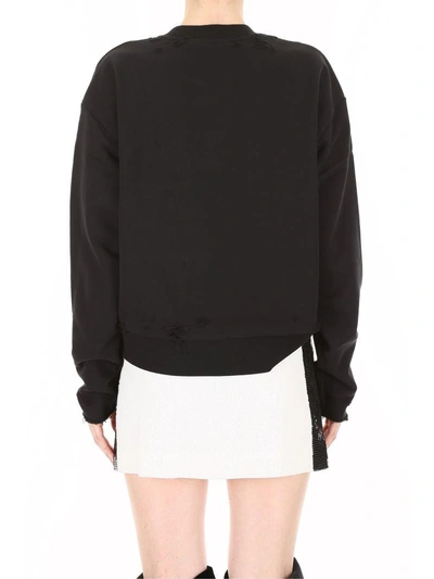 Shop Alexander Wang T Distressed French Terry Sweatshirt In Black (black)