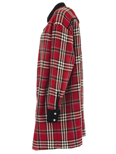 Shop Fausto Puglisi Tartan Cotton And Wool Long Coat. In Fant Rosso