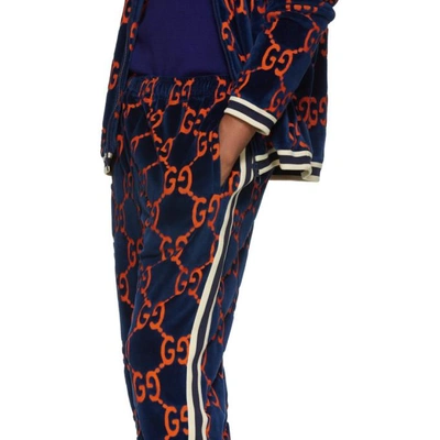 Shop Gucci Navy Gg Chenille Lounge Pants