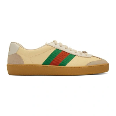 Shop Gucci Yellow And Beige G74 Sneakers In 9560 Oatmea