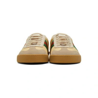 Shop Gucci Yellow And Beige G74 Sneakers In 9560 Oatmea