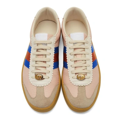 Shop Gucci Pink And Beige G74 Sneakers In 9561 Oatm/r