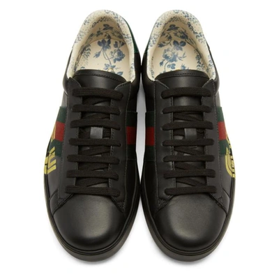 Shop Gucci Black New Ace Guccy Sneaker In 1074 Nero/v