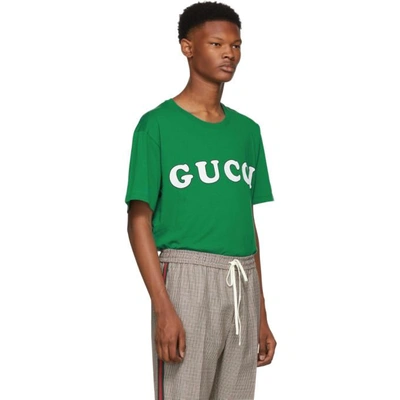 Shop Gucci Green Logo T-shirt In 3343 Yard